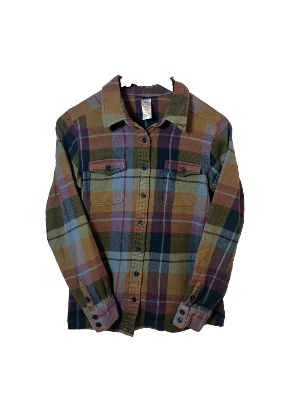 Patagonia Organic Cotton Flannel Shirt Womens SZ 8 Plaid Button Up Long Sleeve